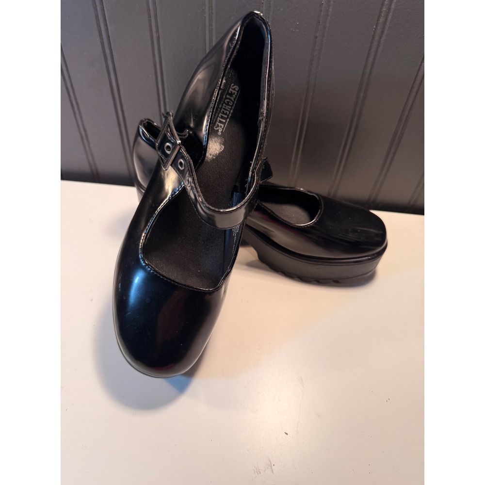Seychelles Black Patent Chunky Platform Mary Jane Lug Sole Shoes VN5019A-1 8M